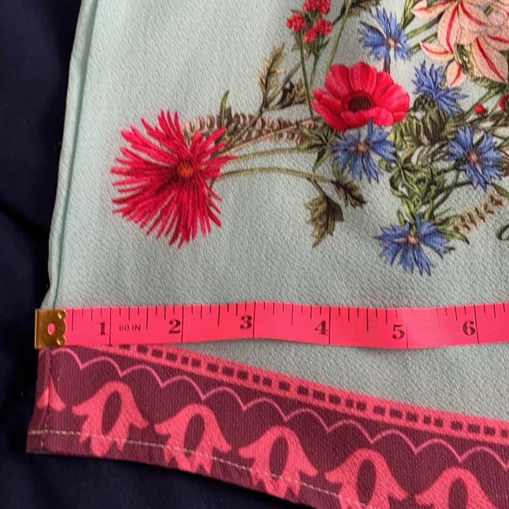 Umgee Light Blue Floral Off-Shoulder Blouse with Tassel Tie - Picture 12 of 13